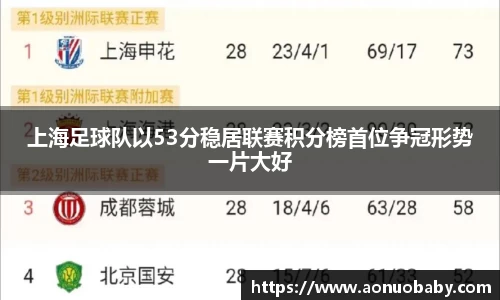 上海足球队以53分稳居联赛积分榜首位争冠形势一片大好